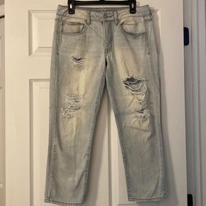 American Eagle Boy Crop Distressed Jeans